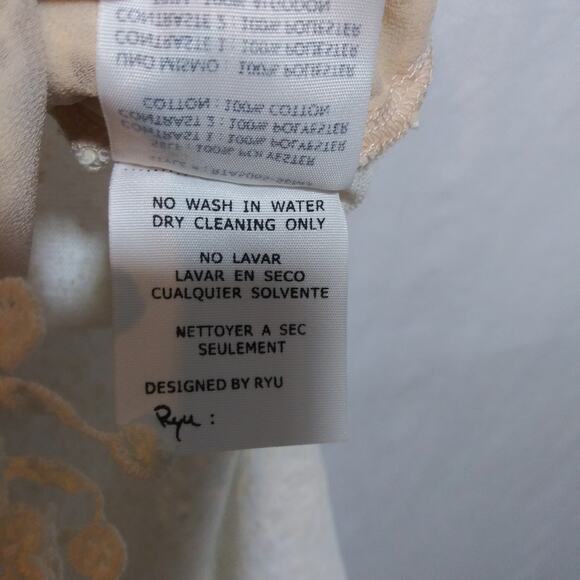 Ryu CottageCore Sleeveless Beige Lace Overlay Button Front Dress Beach Boho Sz S - Picture 8 of 10